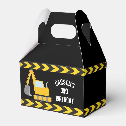 建築ショベル子供の誕生日パーティーブラック フェイバーボックス (正面サイド)