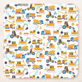 建築シンプルダンプトラック車パーティー スクエアペーパーコースター