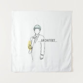 建築シンプル者の単線アート連続 タペストリー (正面)