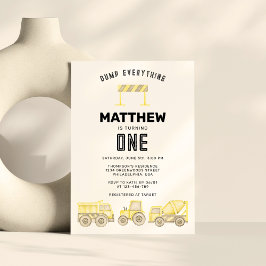 建築シンプル車第1の誕生日 招待状