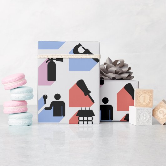 建築シンボルの折り返し紙 ラッピングペーパー