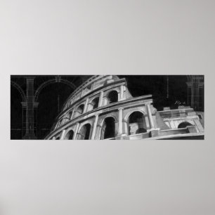 建築スケッチとのローマのColosseum ポスター