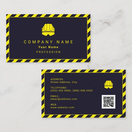 建築ゾーンのテープフレームとロゴ 名刺 (正面/裏面)