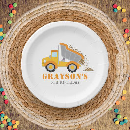 建築ゾーンダンプトラック子供の誕生日 ペーパープレート