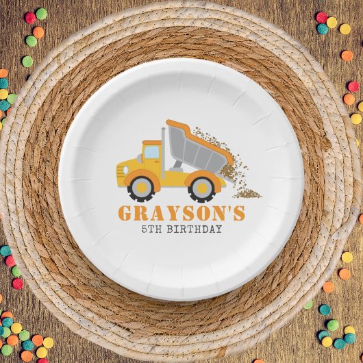 建築ゾーンダンプトラック子供の誕生日 ペーパープレート