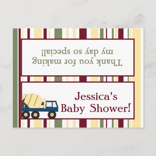 建築ゾーンベビーシャワーグディーバッグトッパー インビテーションポストカード (正面)