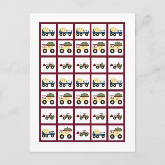 建築ゾーン赤ちゃんシャワービンゴカードマーカー インビテーションポストカード (正面)