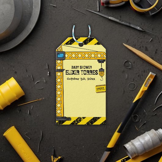 建築タワークレーンのベビーシャワー ギフトタグ