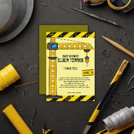 建築タワークレーンのベビーシャワー サンキューカード