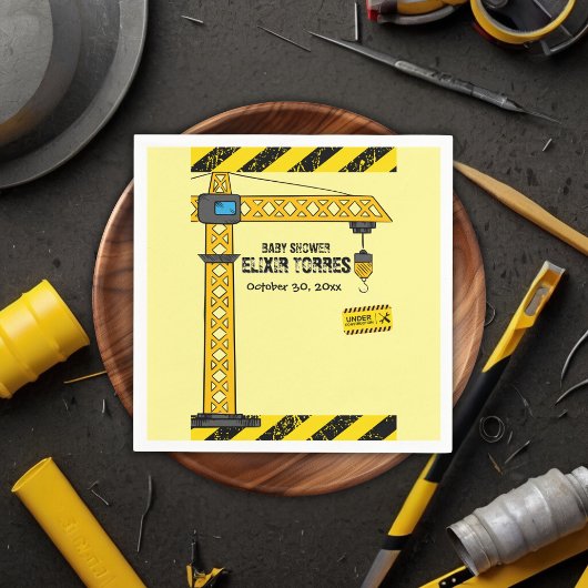 建築タワークレーンのベビーシャワー スタンダードカクテルナプキン