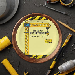 建築タワークレーンのベビーシャワー ペーパープレート