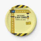 建築タワークレーンのベビーシャワー ペーパープレート (正面)