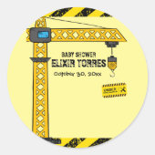 建築タワークレーンのベビーシャワー ラウンドシール (正面)