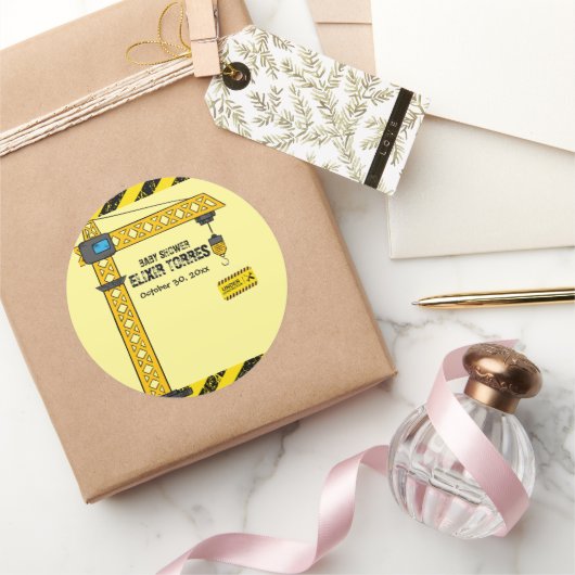 建築タワークレーンのベビーシャワー ラウンドシール (ギフト)