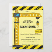 建築タワークレーンのベビーシャワー 招待状 (正面)