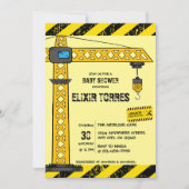 建築タワークレーンのベビーシャワー 招待状 (正面)