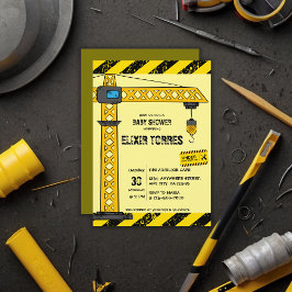 建築タワークレーンのベビーシャワー 招待状