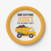 建築ダンパートラック誕生日 ペーパープレート (正面)