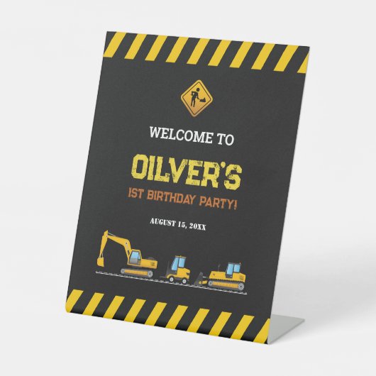 建築ダンプトラックのパーティー装飾ウェルカムサイン 台座サイン (正面)