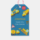 建築ダンプトラックの誕生日の招待状 ギフトタグ (正面)