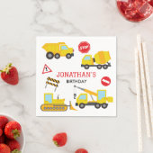 建築ダンプトラックの誕生日の招待状 スタンダードカクテルナプキン (インサイチュ)