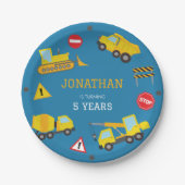 建築ダンプトラックの誕生日の招待状 ペーパープレート (正面)