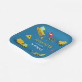 建築ダンプトラックの誕生日の招待状 ペーパープレート (傾斜あり)