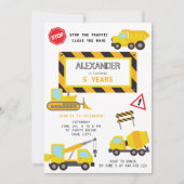 建築ダンプトラックの誕生日の招待状 招待状 (正面)