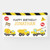 建築ダンプトラックの誕生日の招待状 横断幕 (横)