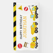 建築ダンプトラックの誕生日の招待状 横断幕 (縦)