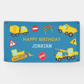 建築ダンプトラックの誕生日の招待状 横断幕 (横)