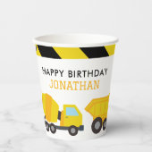 建築ダンプトラックの誕生日の招待状 紙コップ (正面)