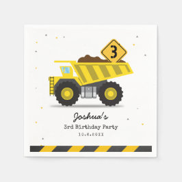 建築ダンプトラックキッズ任意の年齢誕生日 スタンダードカクテルナプキン