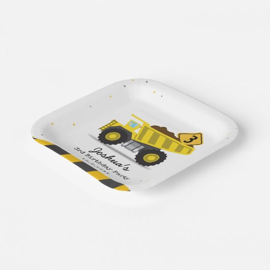 建築ダンプトラックキッズ任意の年齢誕生日 ペーパープレート (傾斜あり)