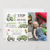 建築ダンプトラックキッズ2ndバースデーフォト 招待状 (正面)