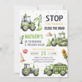 建築ダンプトラックキッズ2nd誕生日パーティー 招待状 (正面)