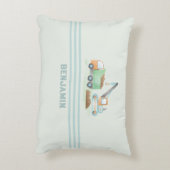 建築ダンプトラックソフトブルーグリーンボーイ名 アクセントクッション (裏面(縦))