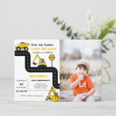 建築ダンプトラックテーマ誕生日 招待状 (スタンド正面)