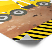 建築ダンプトラックディガー誕生日へようこそ ポスター (角)