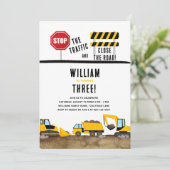 建築ダンプトラックディガー誕生日パーティー 招待状 (スタンド正面)