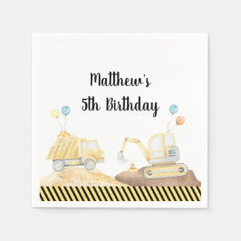 建築ダンプトラックディガー誕生日 スタンダードカクテルナプキン