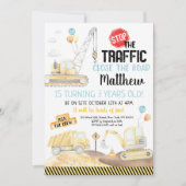 建築ダンプトラックディガー誕生日 招待状 (正面)