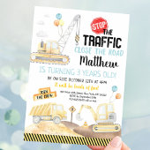 建築ダンプトラックディガー誕生日 招待状