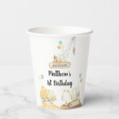 建築ダンプトラックディガー誕生日 紙コップ (裏面)