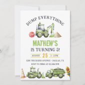 建築ダンプトラックディガー5誕生日 招待状 (正面)