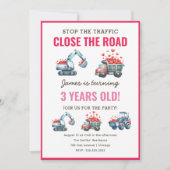 建築ダンプトラックハート誕生日 招待状 (正面)