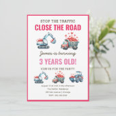 建築ダンプトラックハート誕生日 招待状 (スタンド正面)