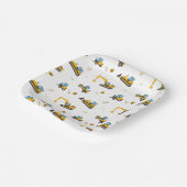 建築ダンプトラックパターン任意の年齢誕生日 ペーパープレート (傾斜あり)