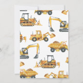 建築ダンプトラックパーティーボーイファースト誕生日 招待状 (裏面)