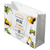 建築ダンプトラックパーティーボーイ誕生日 ラージペーパーバッグ (正面アングル)